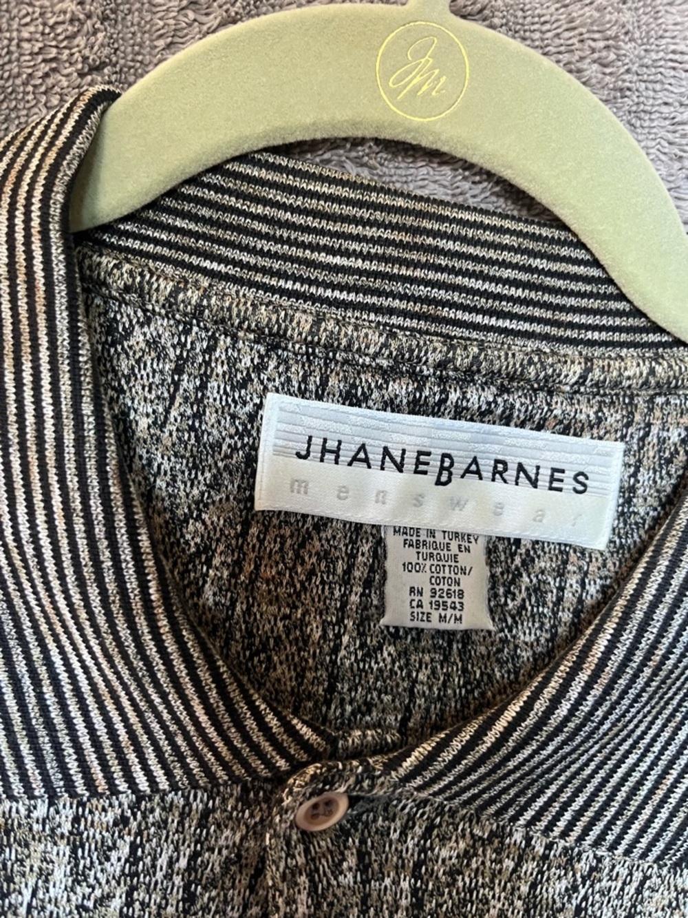 Jhane Barnes Black & Cream Striped Knit Polo